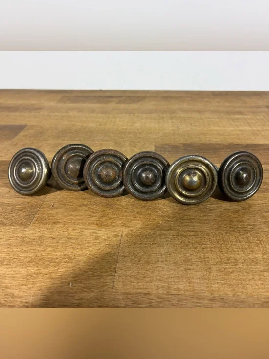 Antique Rustic Metal Bullseye Dresser Knobs 1