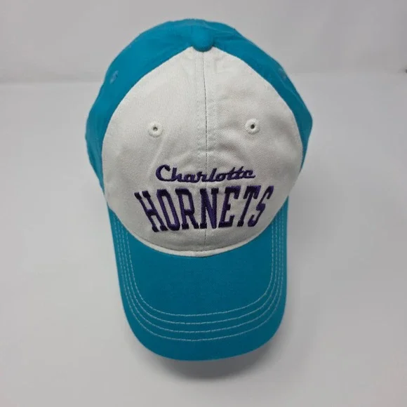 NBA Charlotte Hornets Hat OSFA Basketball Fan Gear Cotton Adjustable Teal White