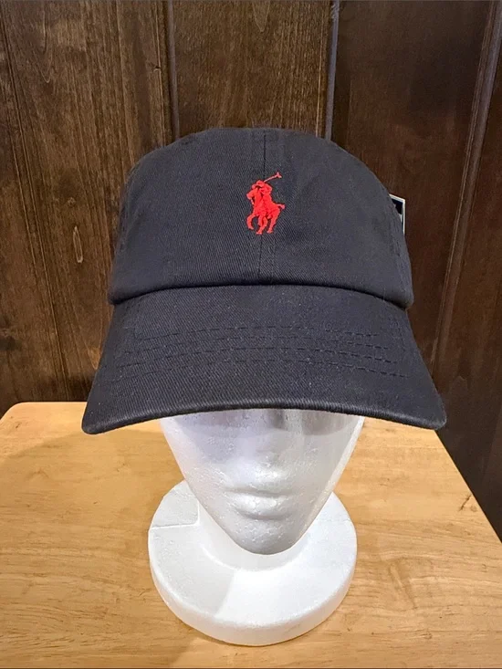 Polo by Ralph Lauren Black Baseball Cap with Red Pony Logo