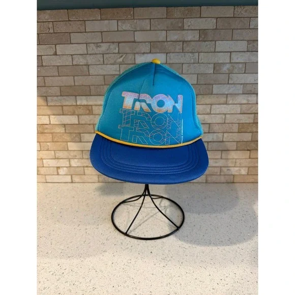 Disney Parks TRON Lightcycle Run Trucker Snapback‎ Hat Blue Mesh Space Paranoids