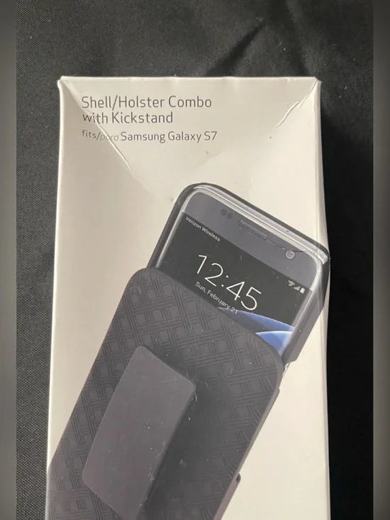 Samsung Galaxy S7 Black Phone Case with Built-in Kickstand