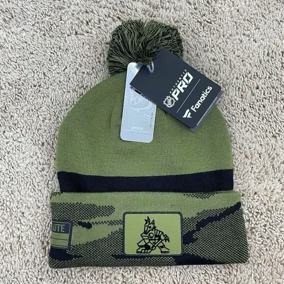 Arizona Coyotes Beanie Fanatics Military Appreciation‎ Camo Cuffed Knit Pom Cap