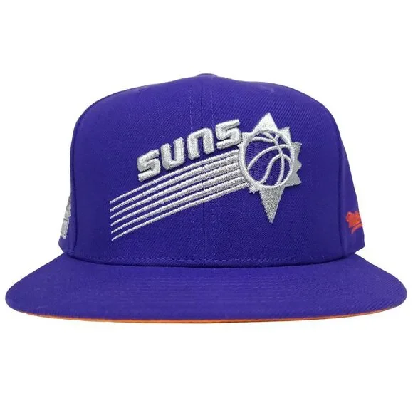 Phoenix Suns Mitchell & Ness Fitted‎ 7 1/4 Flatbill Cap Hat 3D Logo Purple New
