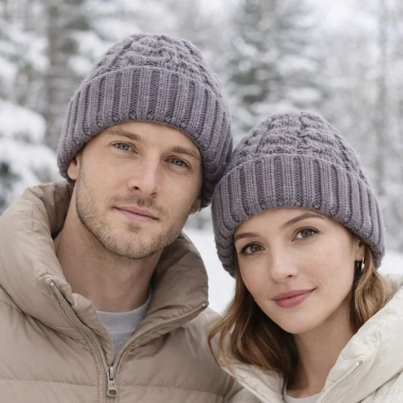Adrienne Landau Gray Cable Knit Beanie Hat Unisex Winter Gorpcore One Size