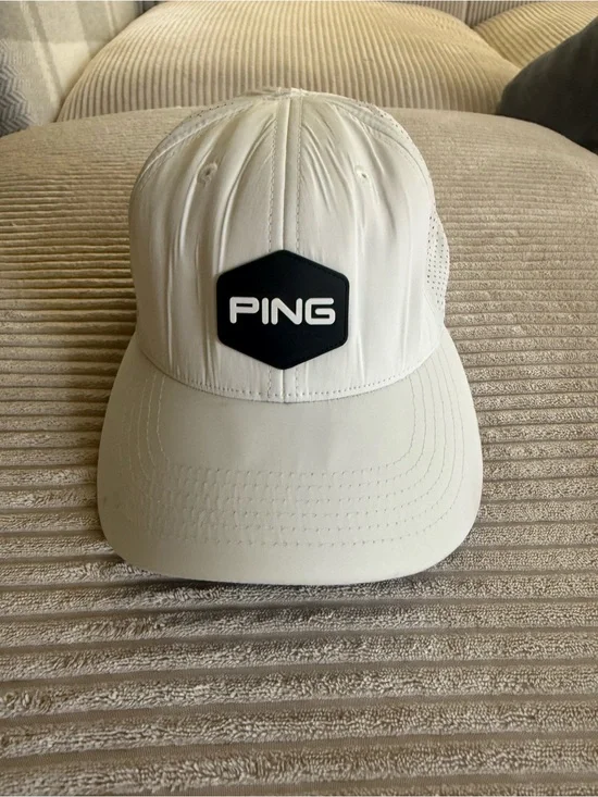 Ping White Men’s Performance Golf Hat with Black Hex Logo