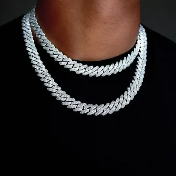 12mm Prong Set Cuban Link in White Gold