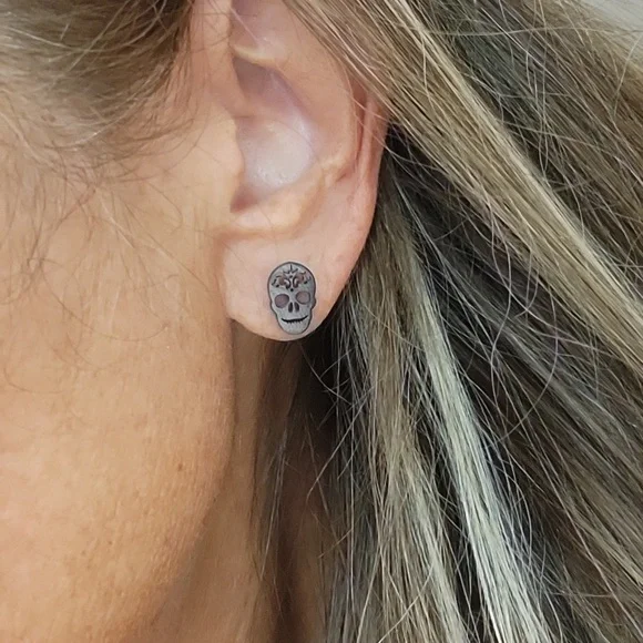 SUGAR SKULL STUD EARRINGS, Unisex