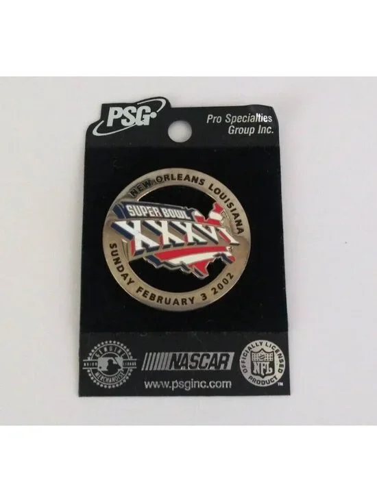 New PSG NFL Super Bowl 2001 New England Patriots Rams Pin XXXVI 36 USA