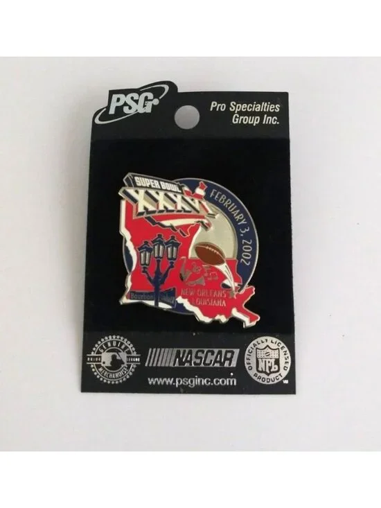 New PSG NFL Super Bowl 2001 New England Patriots Rams Pin XXXVI 36 Louisiana