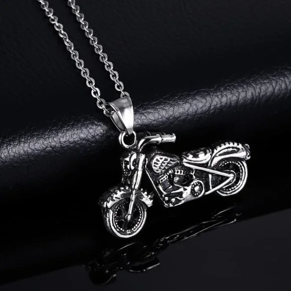 ❤️Simple Fashion bike antique silver charms pendant necklace for menN90201P226