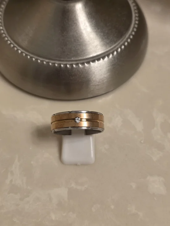 Men's Copper and Silver Ring with CZ Accent Size 11