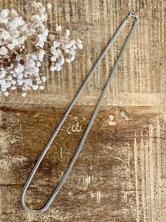 14k White Gold Vermeil Chain Necklace - Gold Over Silver - 24” Long