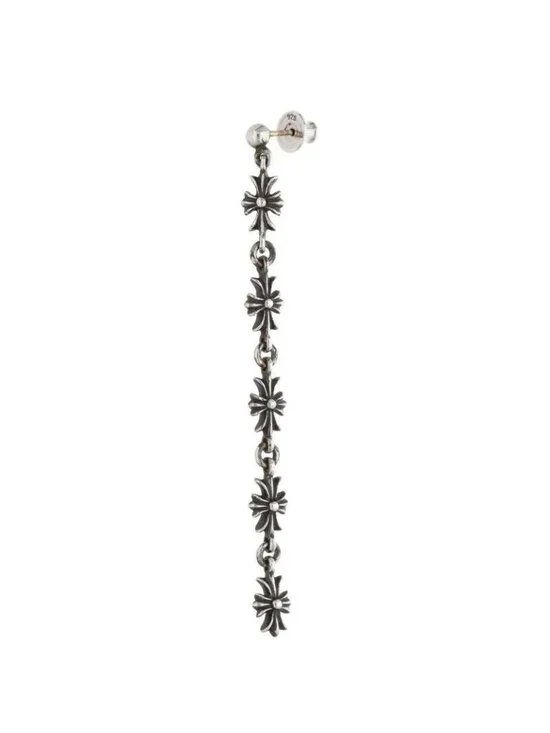 Chrome Hearts Tiny CH Pls 5 Ech Plus 5 Drop Silver Earrings