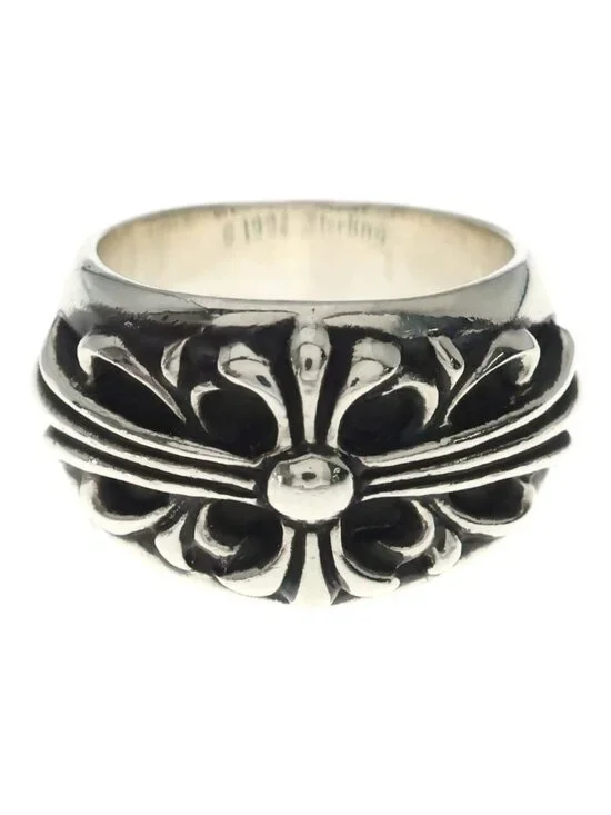 Chrome Hearts Flrl Floral Cross Ring Silver