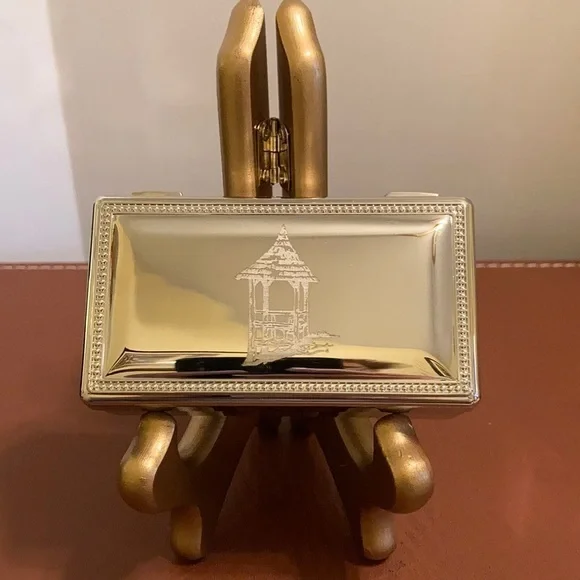 Silver chrome double velvet lined hinged small rectangle jewelry box