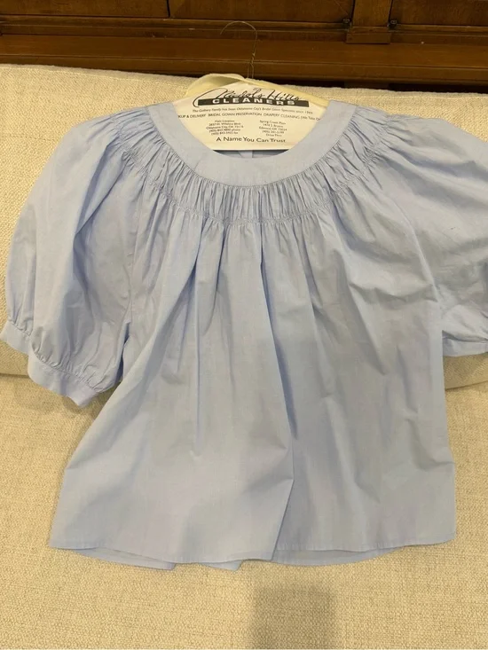 J. Crew Light Blue Smocked Cotton Blouse