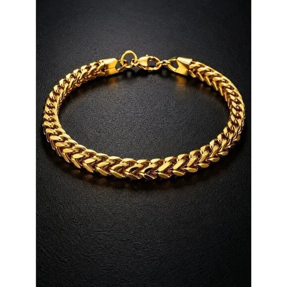 Gold Stainless Steel Franco Bracelet