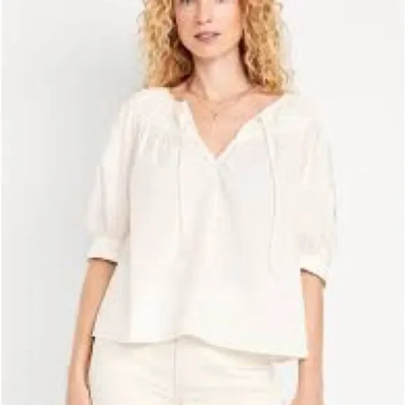 Old Navy Sheer White Blouse with Sailor Collar