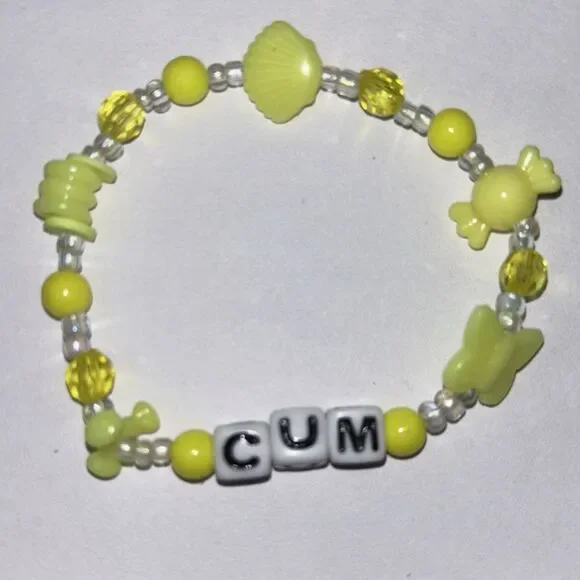 Handmade Yellow Beaded Letter Bracelet 