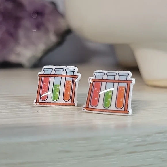 Test Tube Stud Earrings, unisex