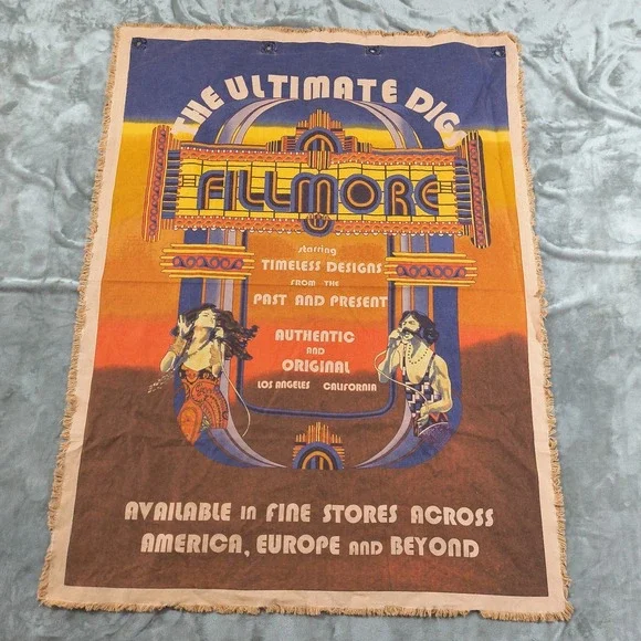 Vintage Fillmore The Ultimate Digs Tapestry 58x44 Wall Hanging Banner Fringe 70s