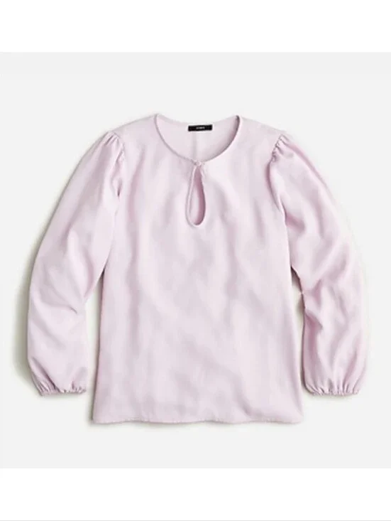 NWT J. Crew Puff Sleeve Satin-Back Crepe Top Size LT