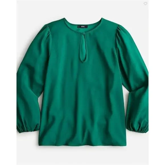 NWT J. Crew Puff Sleeve Satin-Back Crepe Top Small Tall