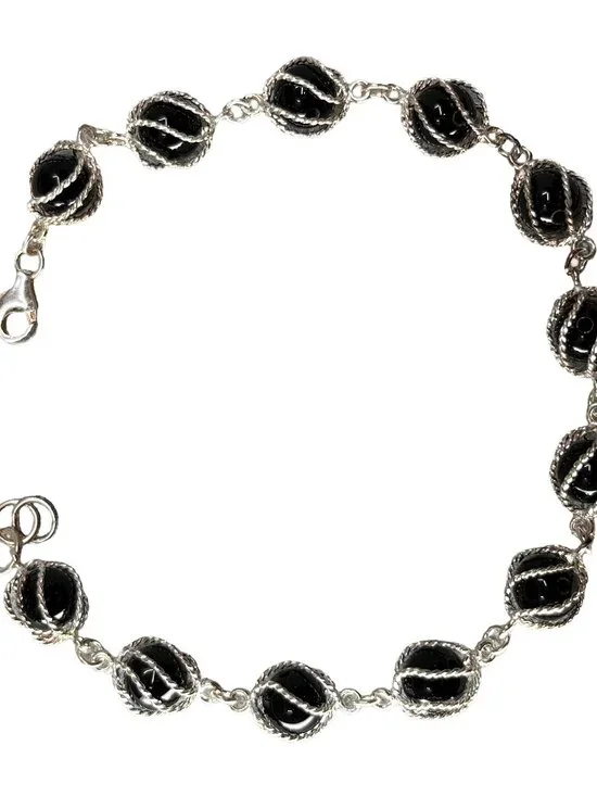 925 Sterling Silver Bead Bracelet 6.9