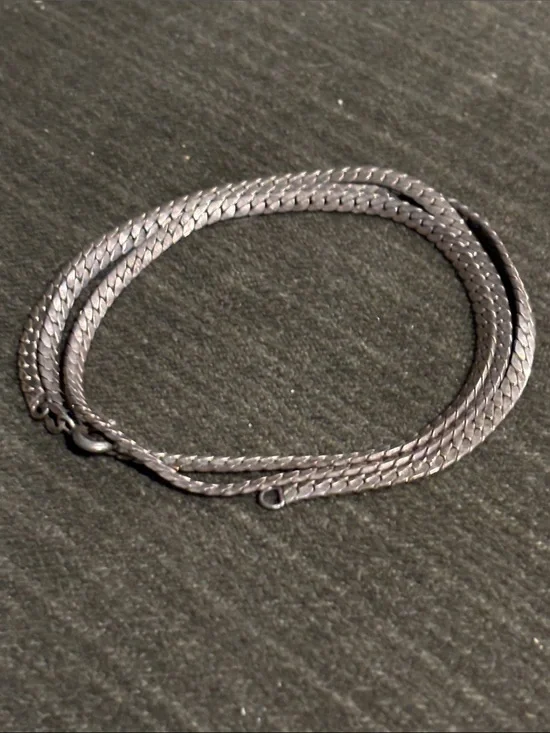 Sterling Silver Men's Black Braided 3mm Chain Necklace Vntg 20”