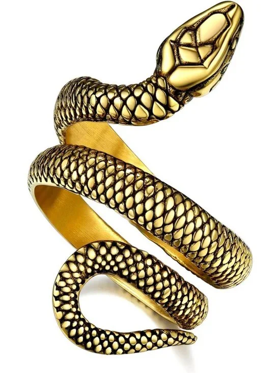 Punk Gothic Snake Wrap Ring for Men & Women - Stainless Steel Biker Jewelry