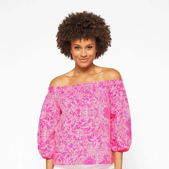 Lilly Pulitzer Winifred Top in Piñata Pink New Blooms On The Block - Size‎ Small
