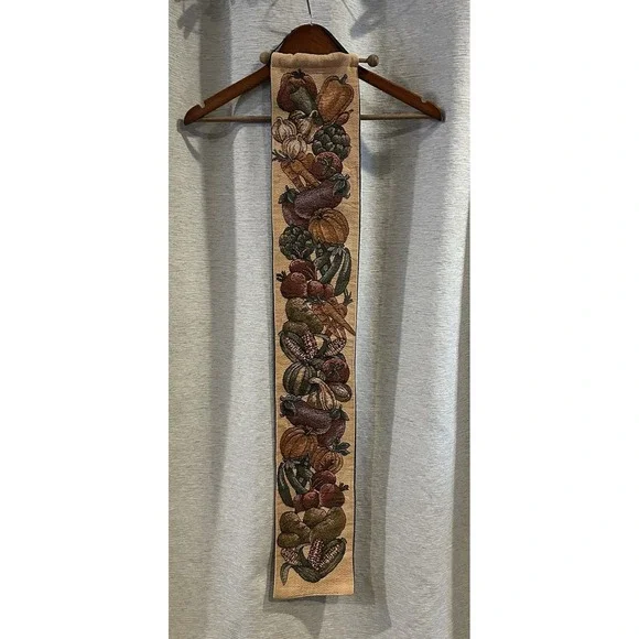 Vintage Fall Harvest Woven Tapestry Wall Hanging Decor Pumpkins Farm Life T-136