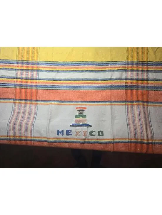 Vintage: Handmade Woven: Mexico: 4' Square: Tapestry
