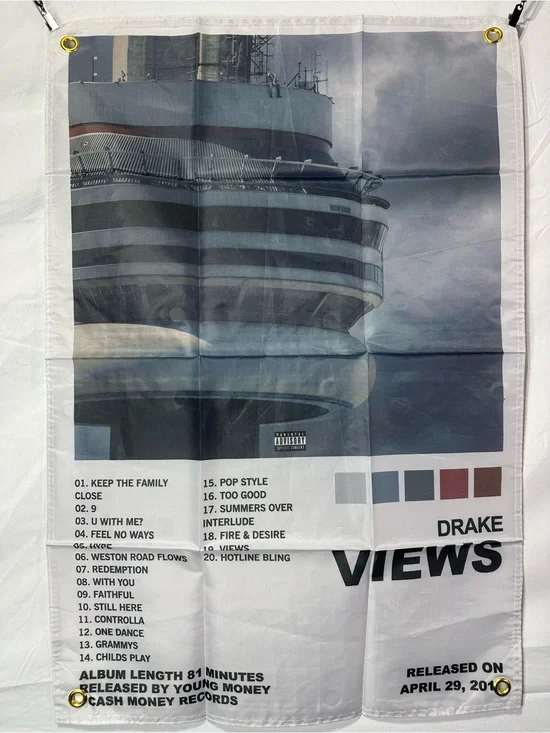 Drake Album Cover Banner Tapestry 3x2 Ft. With 4 Grommets
