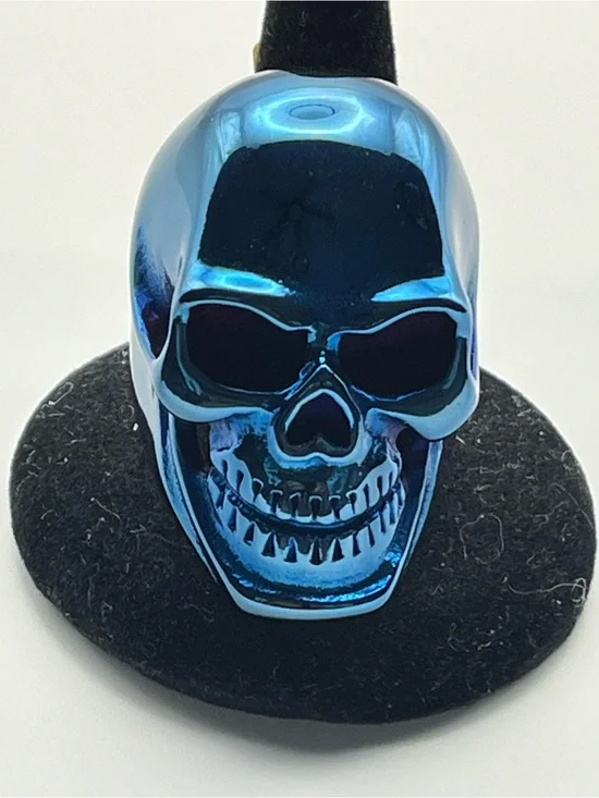 Stainless Steel Blue Metallic Skull Ring Size 12