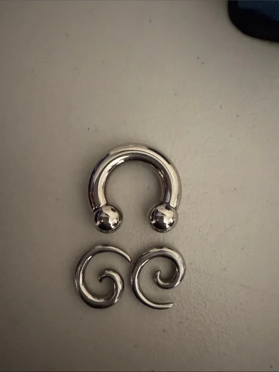 Silver Curved Barbell and Spiral Ear Accessories - Men Accessories