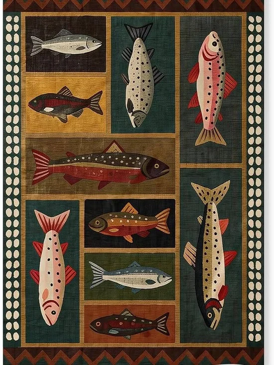 Decorative Fish Wall Art Tapestry- Multicolor Fish Pattern