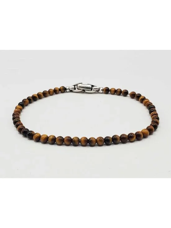 David Yurman Men's Spiritual Beads Bracelet Tiger's Eye with Sterling Silver