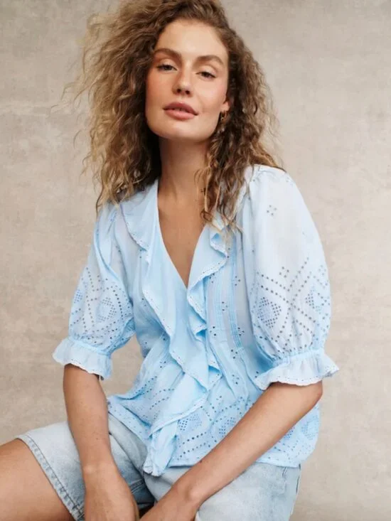 The Madewell Pin Tucked Ruffled Puff-Sleeve Top