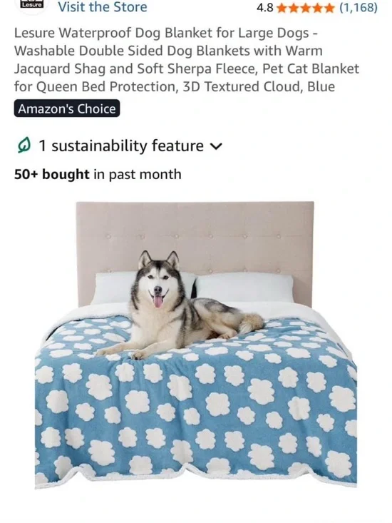 Blue Cloud Sherpa Reversible Dog & Pet Blanket