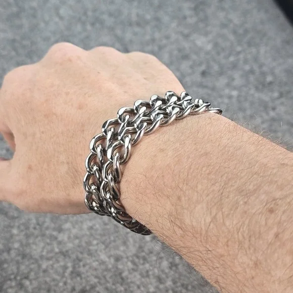 Edforce Stainless Steel Double Cuban Link Bracelet‎ 7