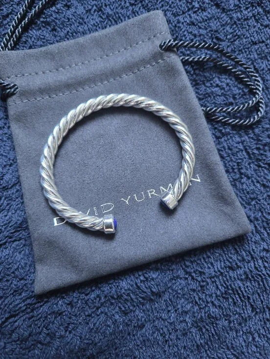 David Yurman Cable Cuff BraceletSterling Silver with Lapis 6mm