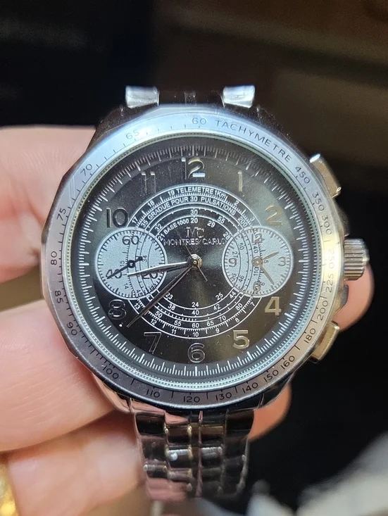 Men's Black Stainless Steel Chronograph Watch