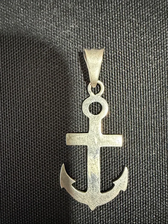 Men's Silver Anchor Pendant Necklace - Classic Nautical Charm .925