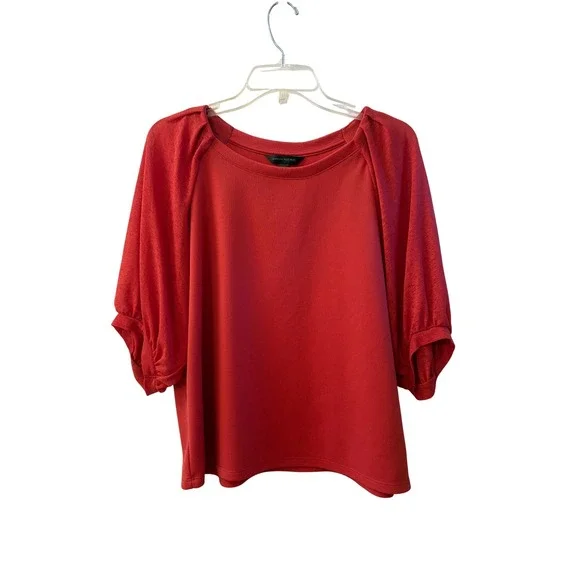 Banana‎ Republic Womens Red Puff Sleeve Blouse Feminine Top Large