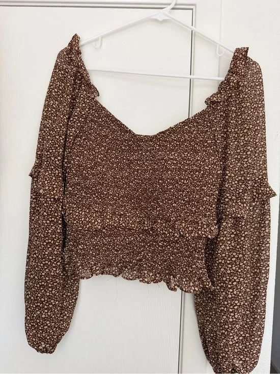 Astr Brown Floral Blouse
