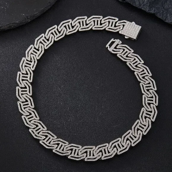 Iced Out Hip Hop Greek Link Chain