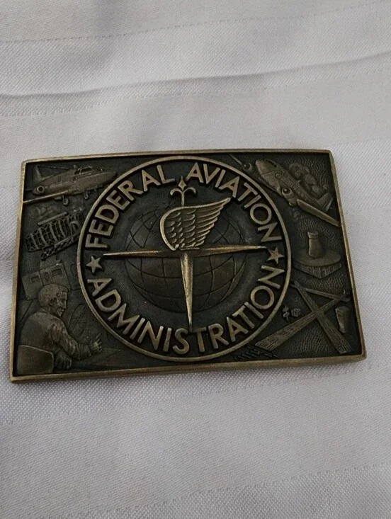 Federal Aviation Administration Brass Belt Buckle - Antique Bronze Finish