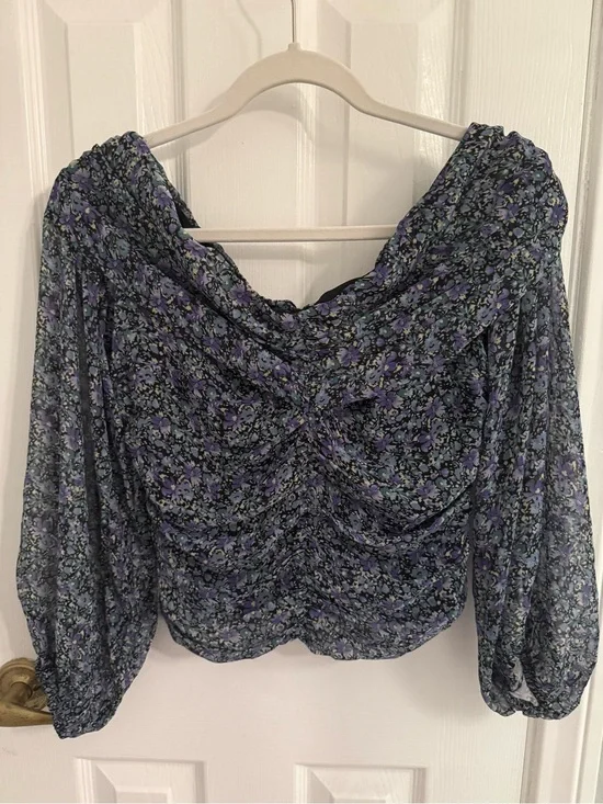 Astr the Label Floral Ruched Off-Shoulder Top