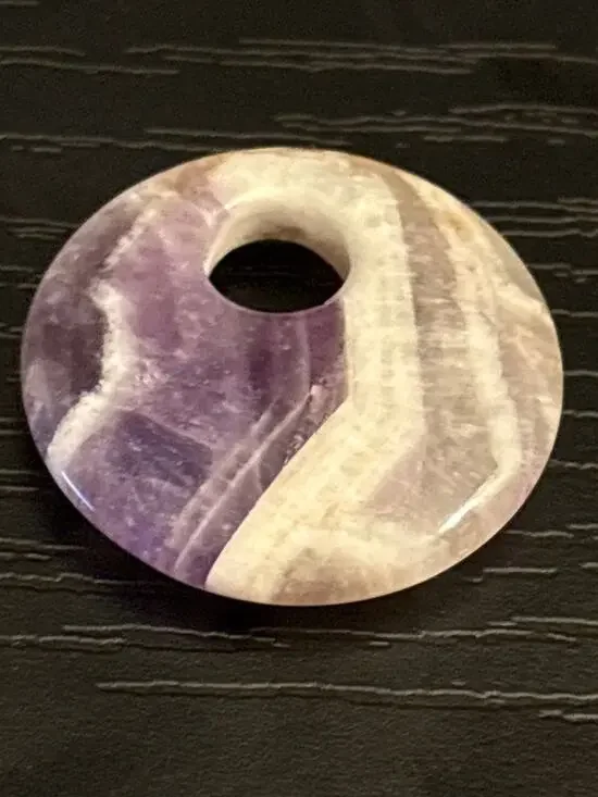 Vintage Genuine Chevron Amethyst Donut Pendant